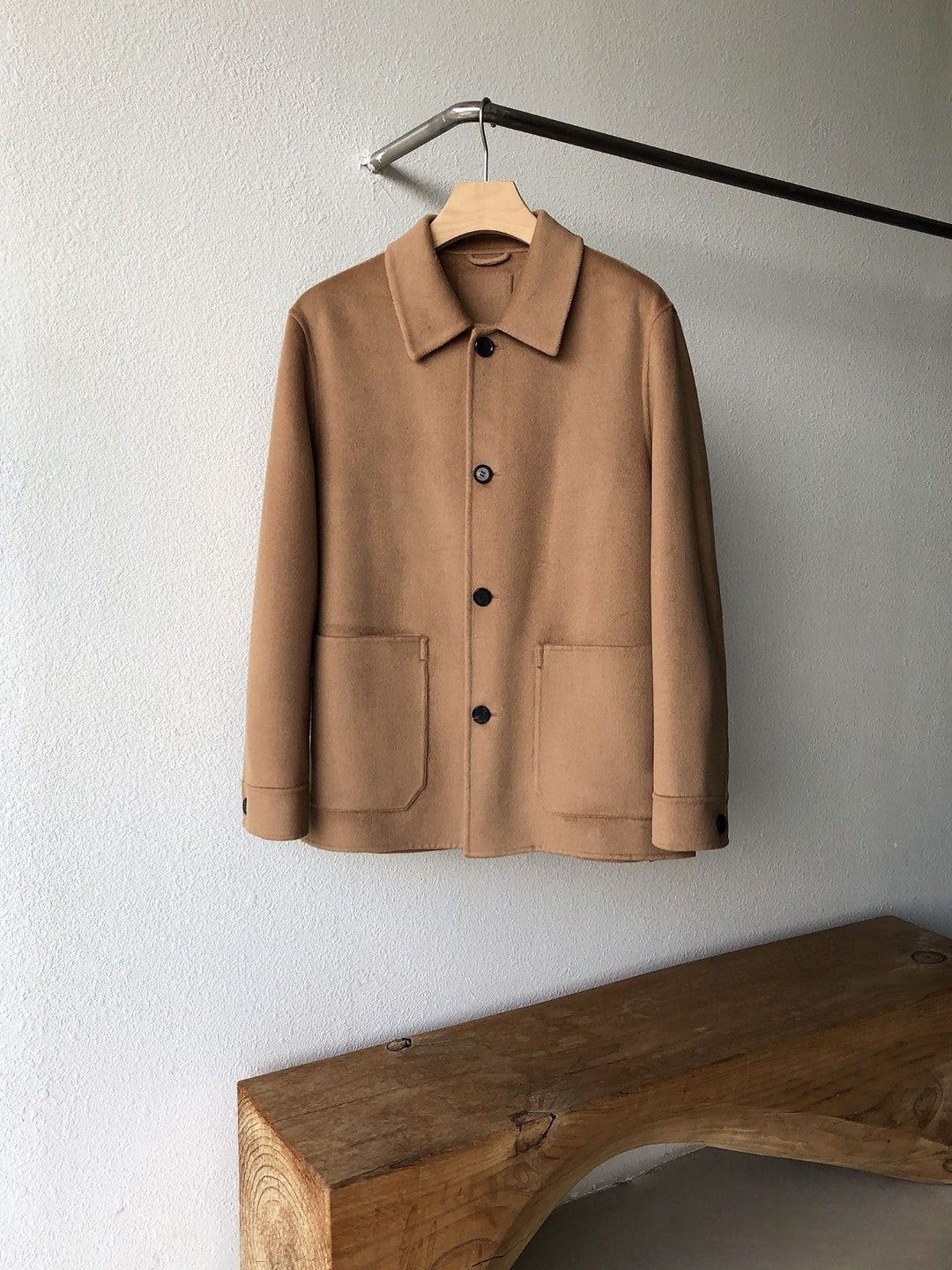 Ermenegildo Zegna Men's Spring And Fall Fashion Silhouette Handmade Double-sided Tweed Solid Color Casual Cashmere Coat Ngvp #98584
