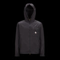 Moncler Men's Spring and Fall Black Logo Patch Straight Long Sleeve Zipper Hooded Lightweight Jacket #98779