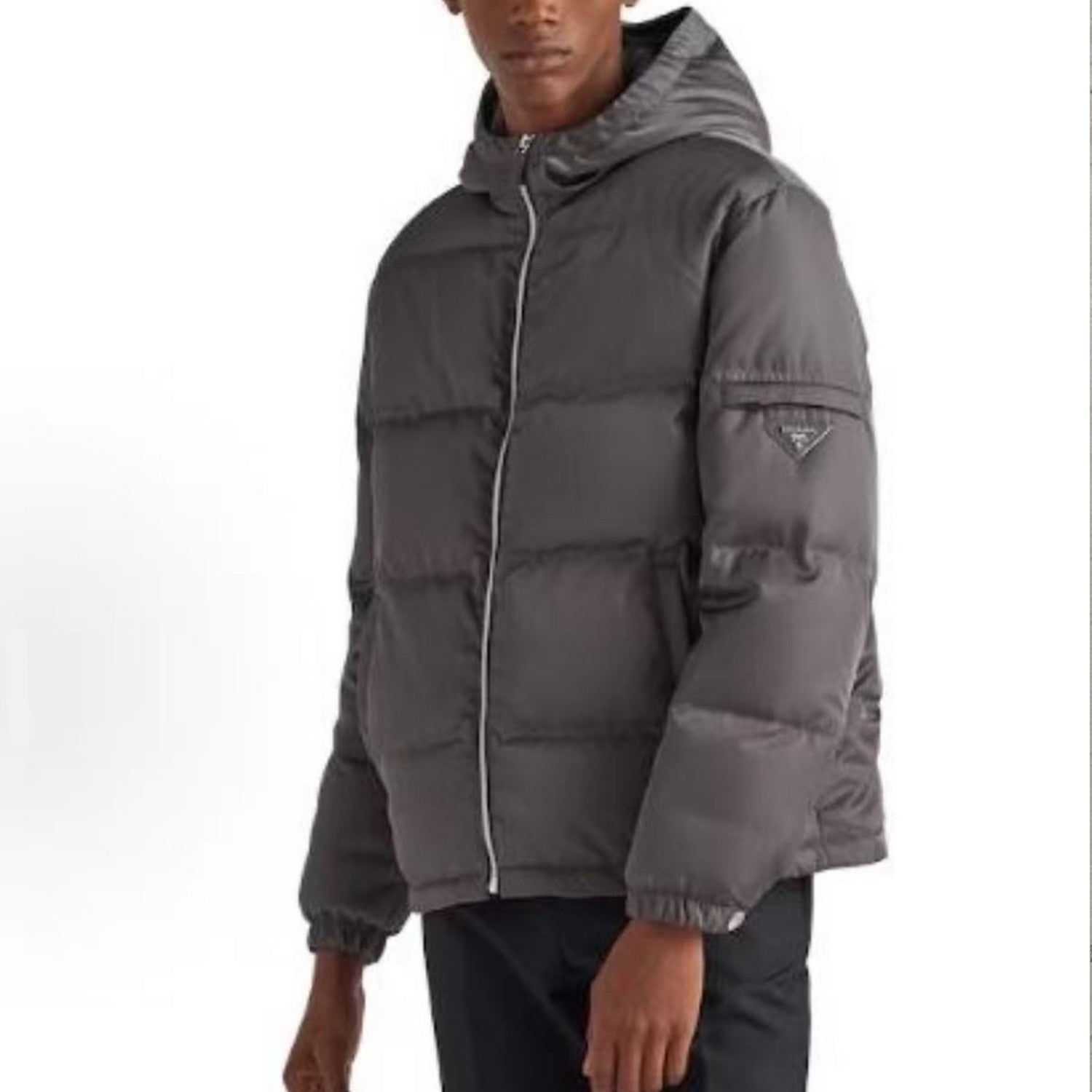 Prada Men's Fall And Winter Nylon Down Jacket Jacket Triangle Logo Hooded Zipper Jacket Fashion Trend Leisure Solid Color Down Coat Ngvp #2187