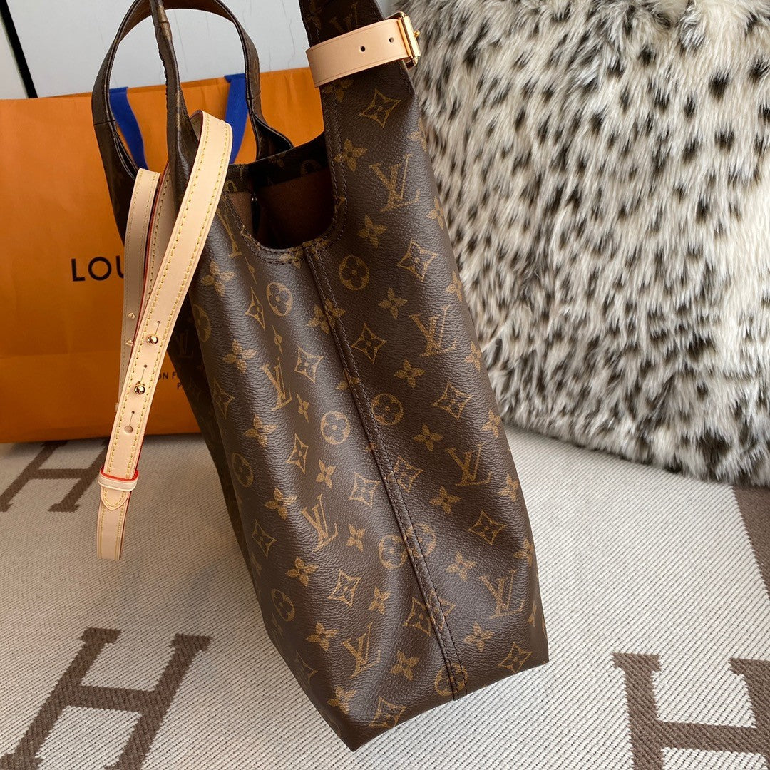 Louis Vuitton Women's ATLANTIS Large Handbags Logo Full Printed Canvas Solid Color Shoulder Crossbody Bags M46817 #81168