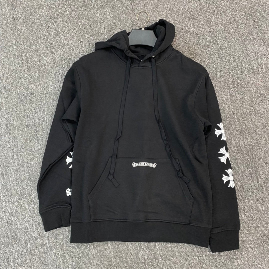 Chrome Hearts Men's Spring and Autumn Black Logo Printed Long Sleeve Hooded Sweatshirt Pullover #72484