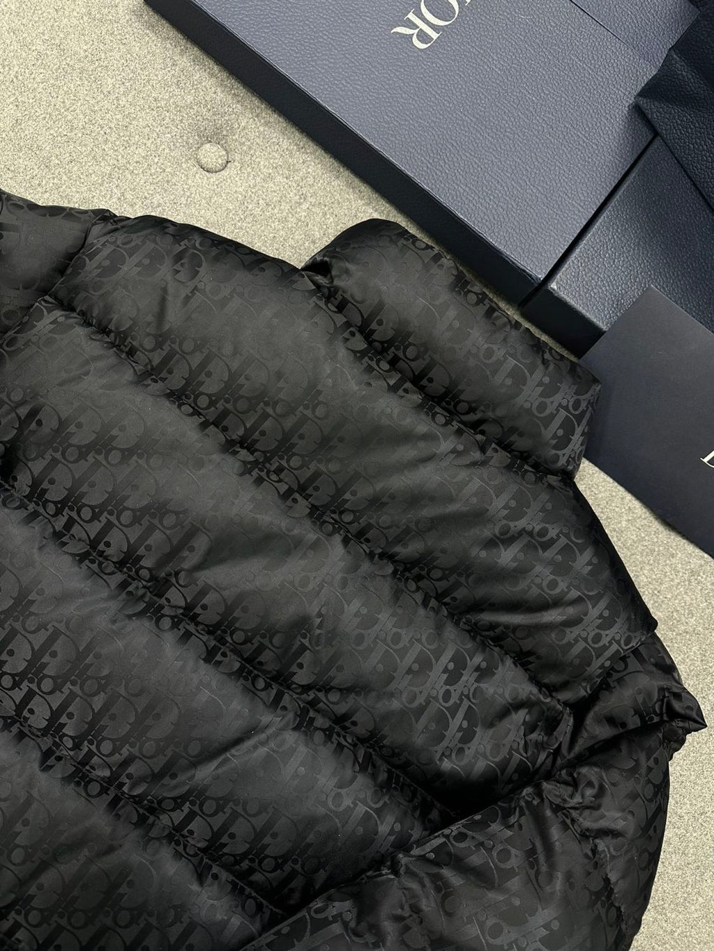 Dior Top-quality Version Men's Winter Solid Color Logo Full Print Zipper Collar Down Long Sleeve Puffer Down Jacket #334786