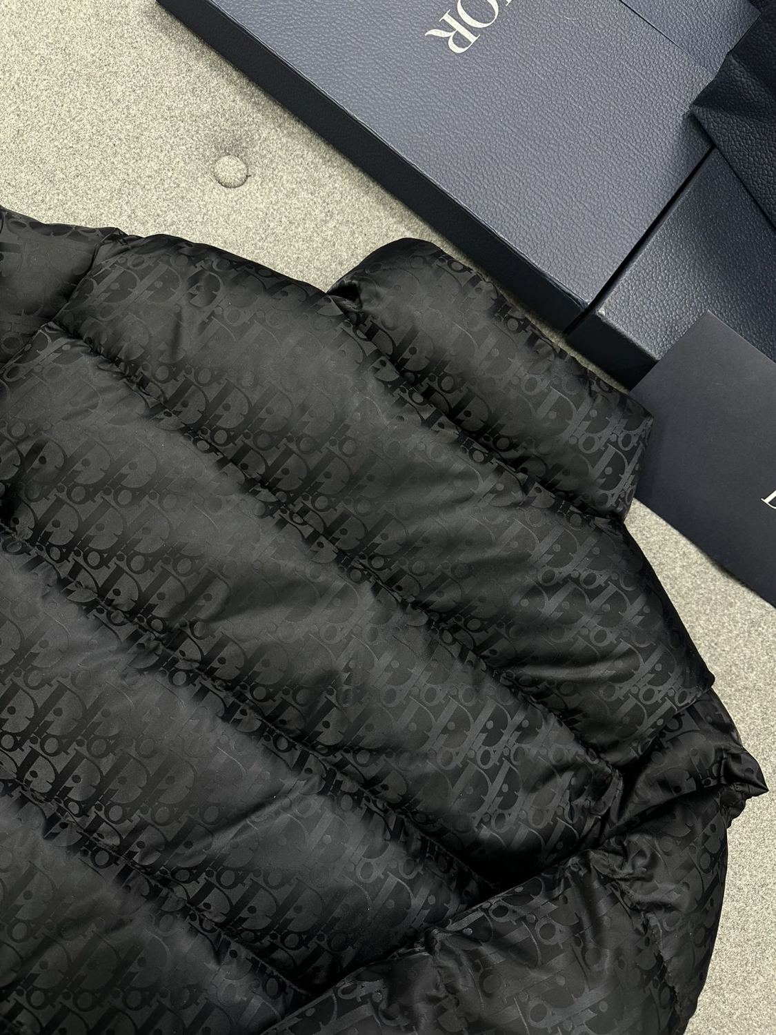 Dior Top-quality Version Men's Winter Solid Color Logo Full Print Zipper Collar Down Long Sleeve Puffer Down Jacket #334786