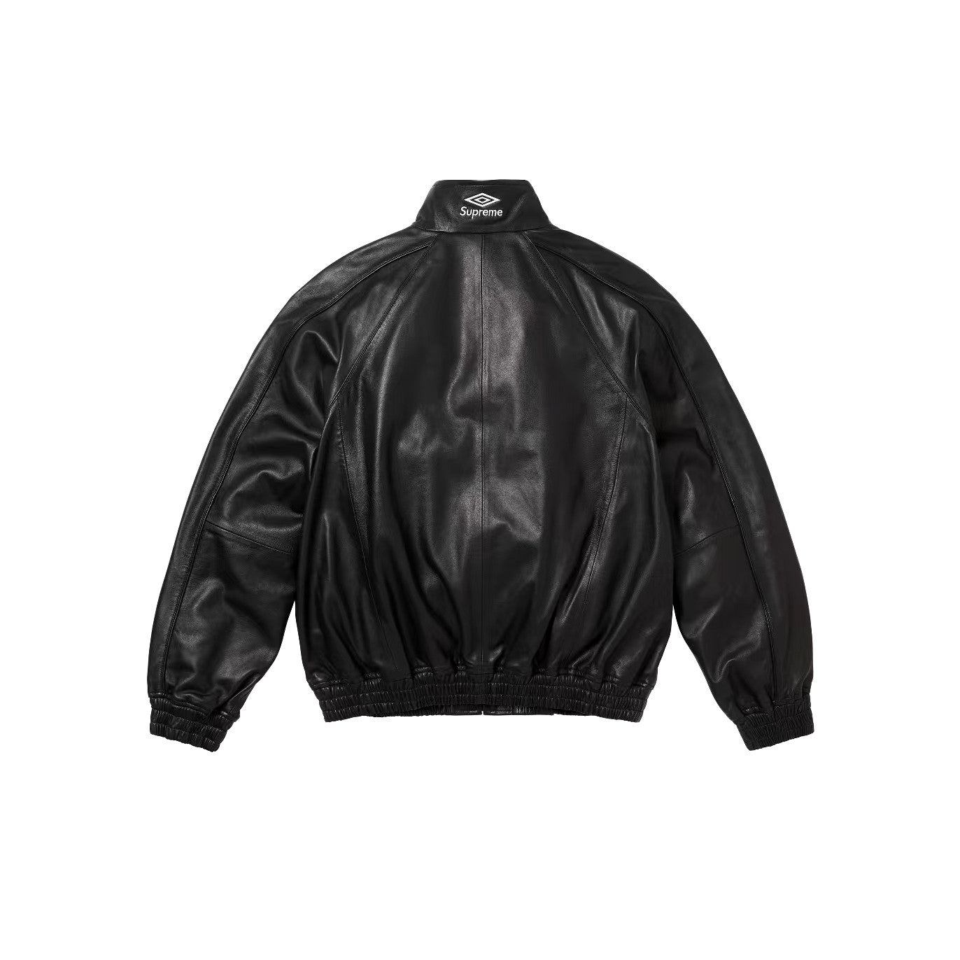 Supreme Men's And Women's  Spring/fall Fashion Casual Solid Color High Neck Zipper Front Embroidered Logo Leather Jacket #79518
