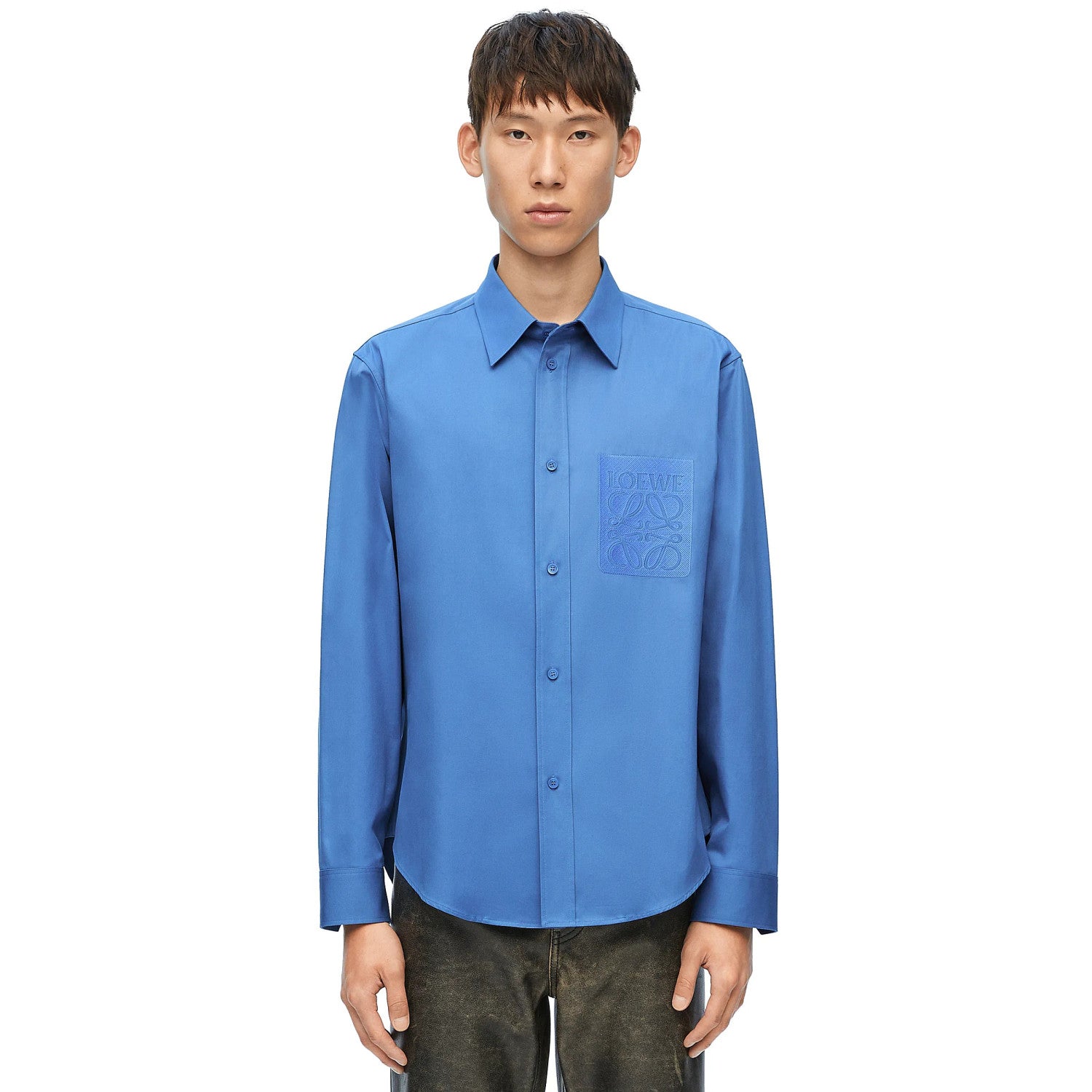 Loewe Men's Spring and Autumn Solid Color Single Breasted Lapel Long Sleeve Shirt #99552