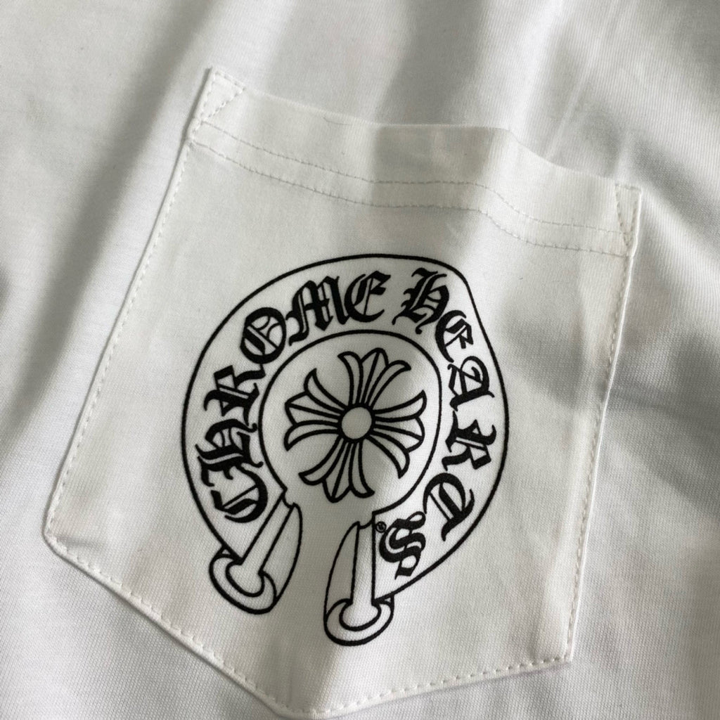 Chrome Hearts Men's Summer Colourful Sanskrit Print Solid Round Neck Cotton Short Sleeve T-Shirt #76815