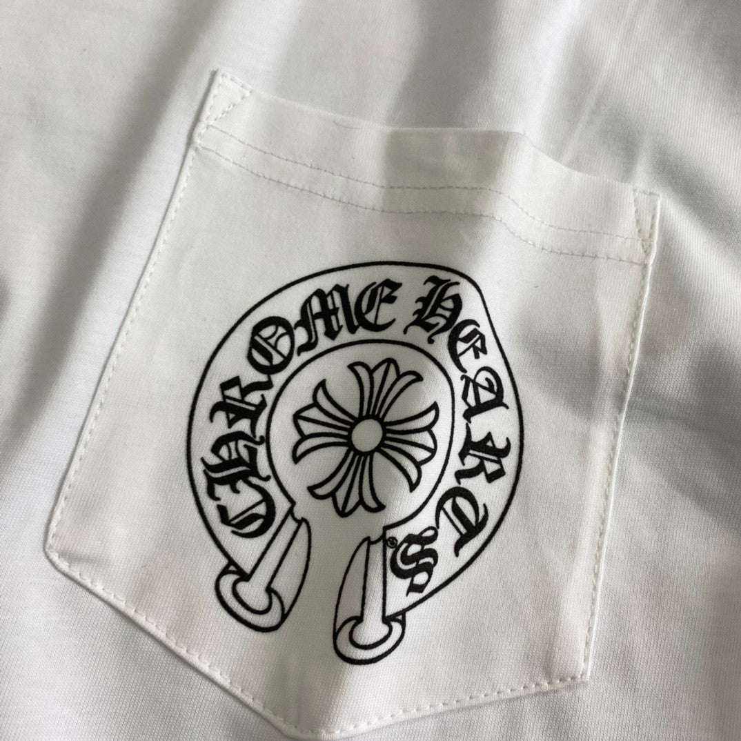 Chrome Hearts Men's Summer Colourful Sanskrit Print Solid Round Neck Cotton Short Sleeve T-Shirt #76815