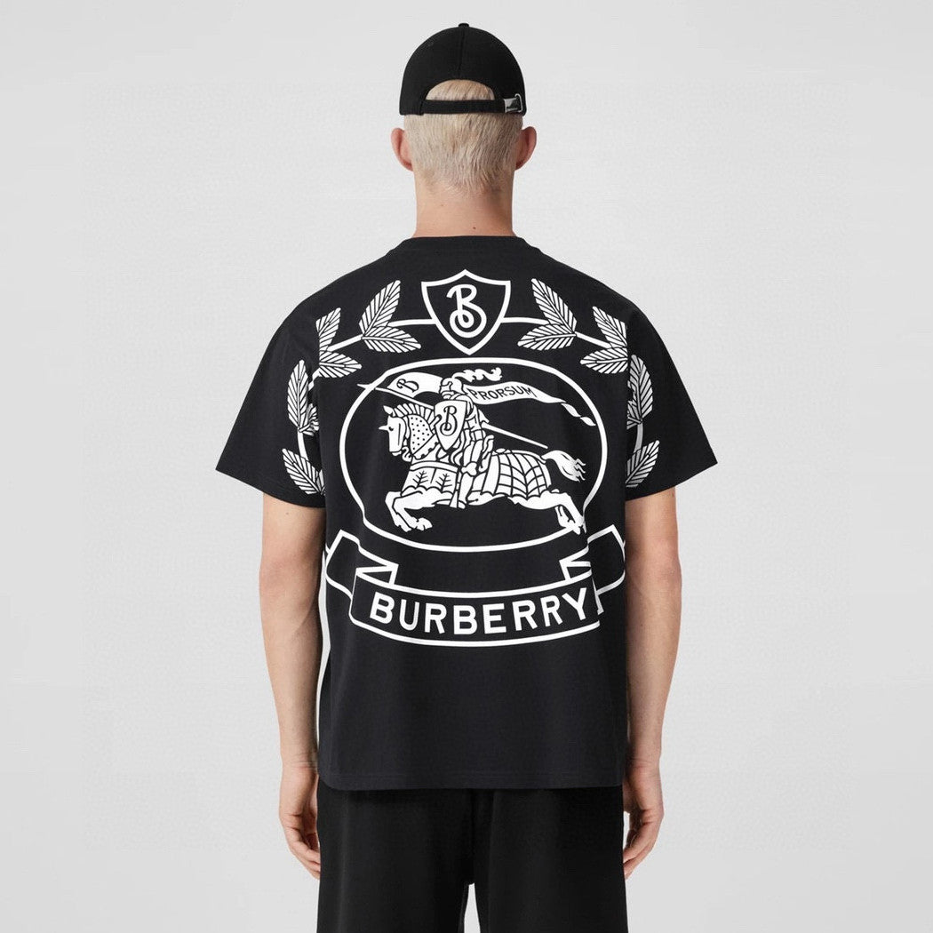 Burberry Men's Summer Monogram Printed Solid Colour Round Neck Cotton Short Sleeve T-Shirt #76665