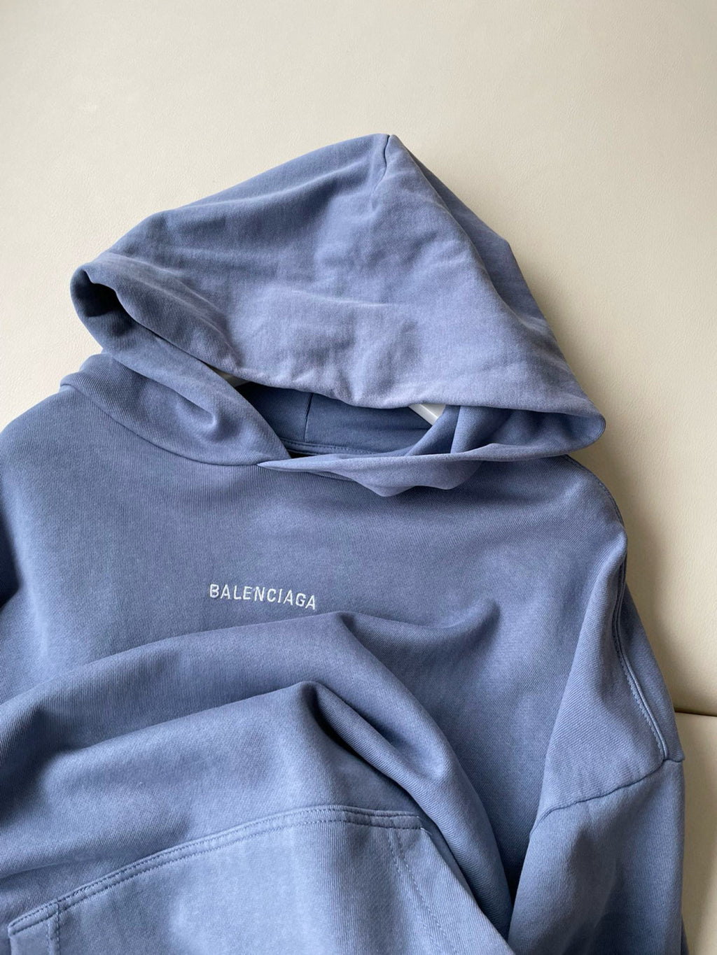 Balenciaga Men's Spring and Fall Blue Tie-Dye Gradient Embroidered Logo Regular Fit Hooded Sweatshirt Pullover #98388