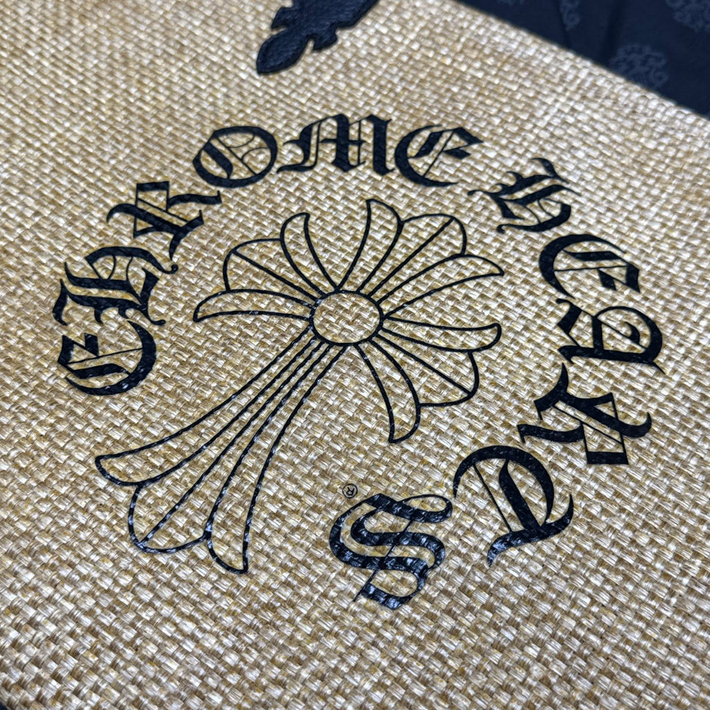 Chrome Hearts Women's Solid Color Sanskrit Print Waterproof Straw Shopping Bag Handbag Tote Bags #77936