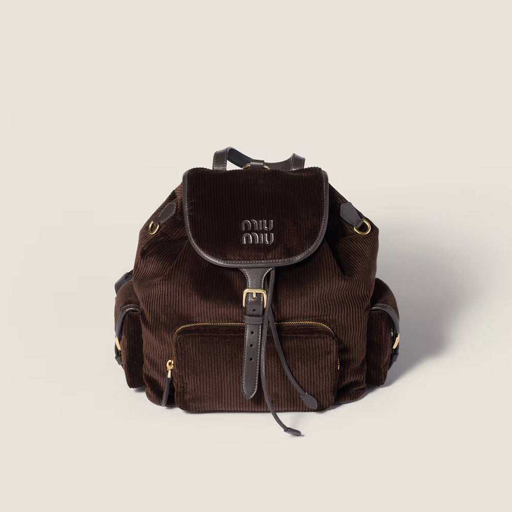 MiuMiu Large Cinnamon Corduroy Backpack #334155