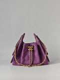 CHANEL 25 Women's Mini Handbag in Suede Calfskin and Gold-Plated Hardware #83167A