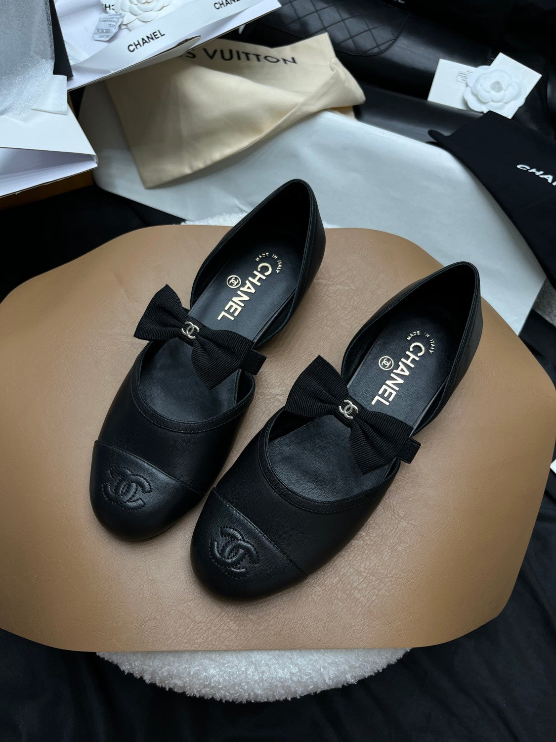 Chanel Women's Spring/Fall Fashion Classic Round Toe Slip On Leather Flat Low Top Mary Jane Dance Shoes Shoe #79239