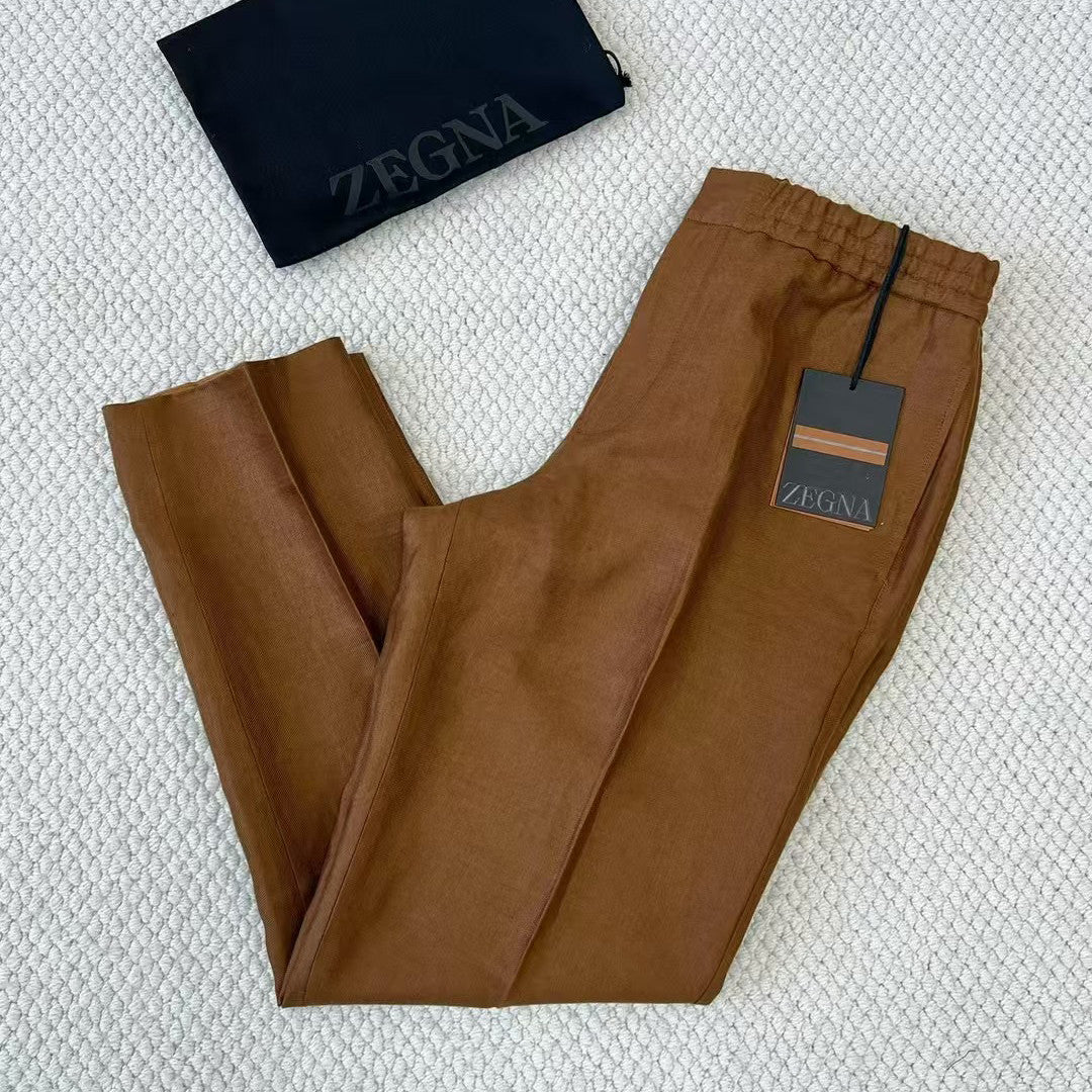 Ermenegildo Zegna Men's Spring And Summer Solid Color Casual Comfortable Elastic Waist Trousers Pants #75522