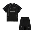 Balenciaga Men's And Women's Spring/Summer Fashion Casual Solid Color High Density Mesh Loose Fit Embroidered Logo T-shirt Loose Fit Casual Stretch Shorts Suit Set #78258