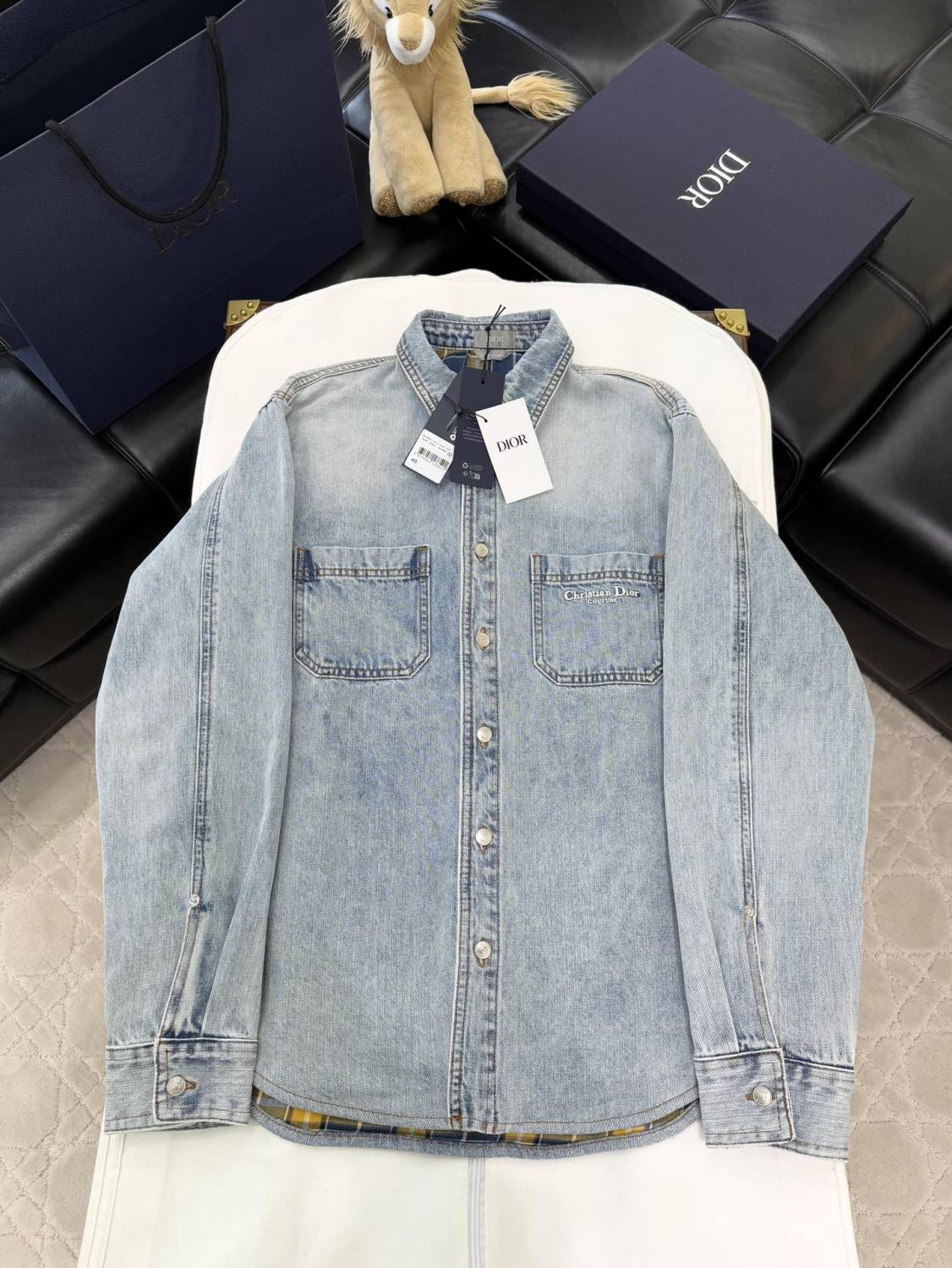 Dior Men's Spring And Fall Solid Color Embroidered Letters Single Breasted Long Sleeved Denim Jacket Jeans Pants Set Suit #74986