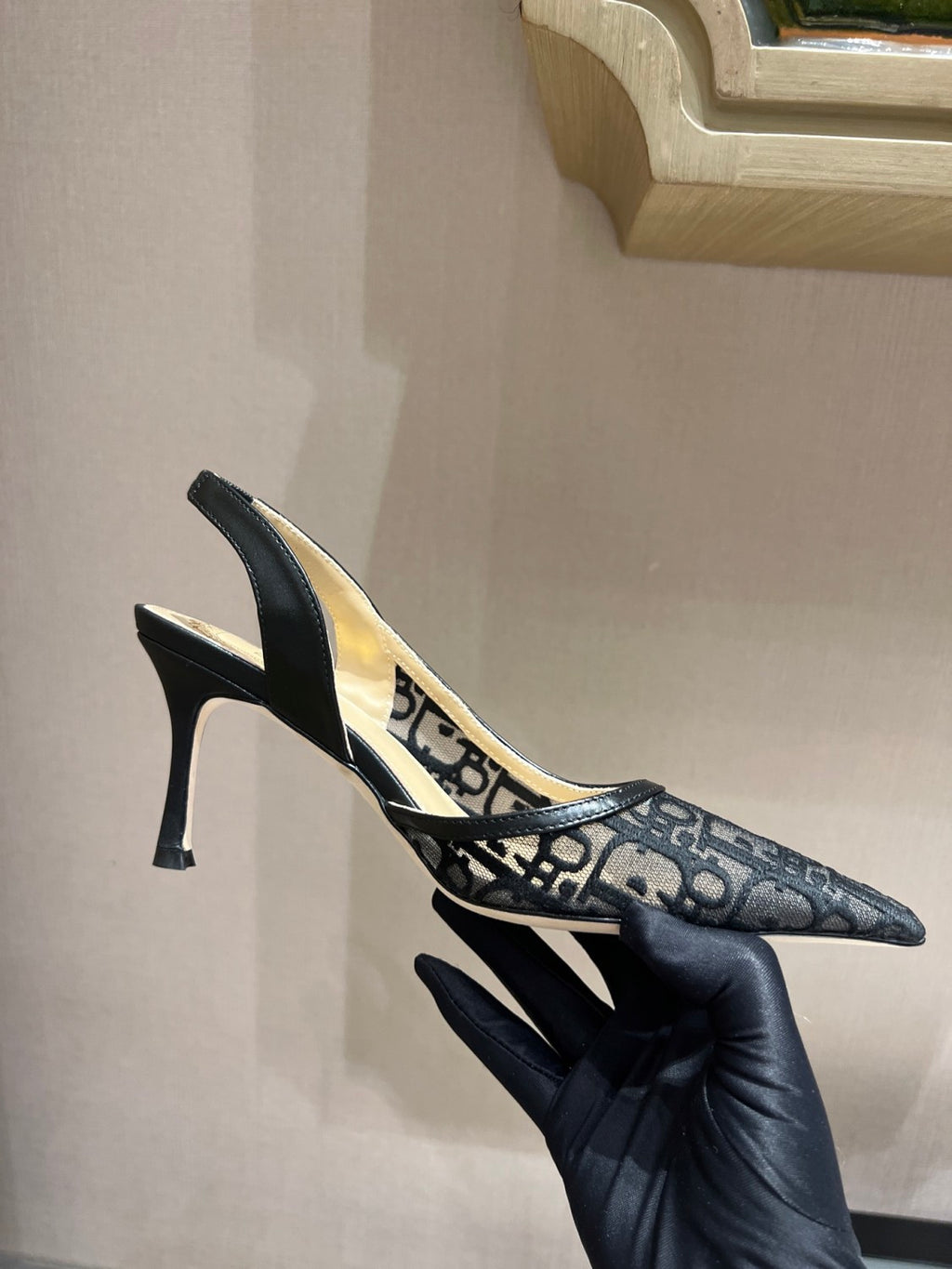 DIOR Adiorable Slingback Pump Black Dior Oblique Embroidered Mesh #380126