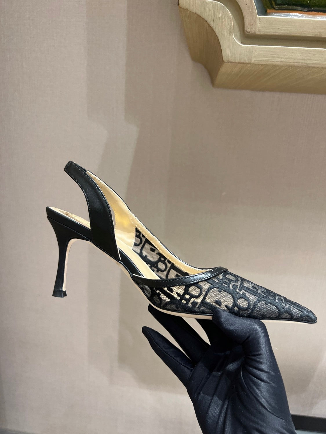 DIOR Adiorable Slingback Pump Black Dior Oblique Embroidered Mesh #380126