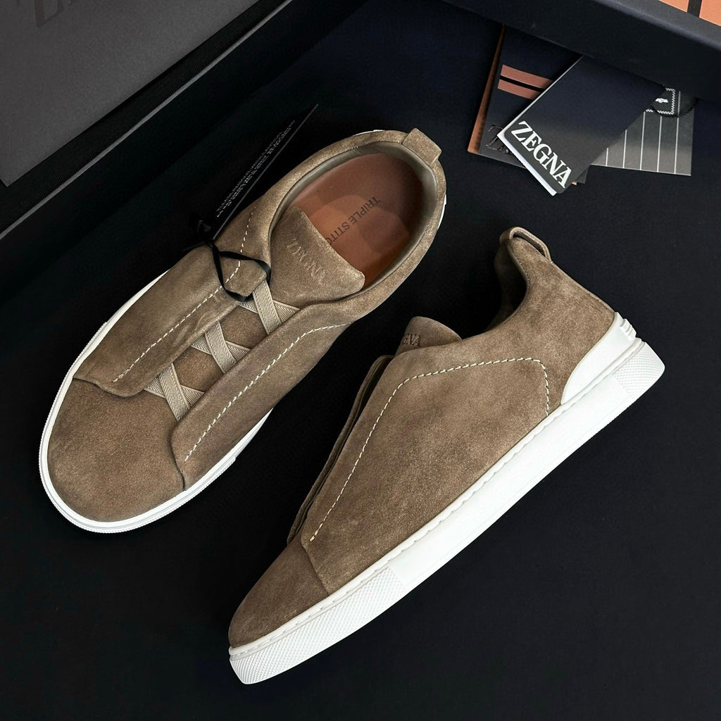 Ermenegildo Zegna Triple Stitchâ„?Men's Fall/Winter Fashion Luxury Casual Flat Low-Top Suede Loafers Shoes #79421