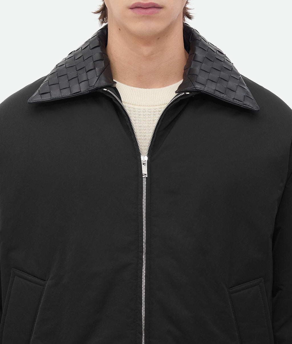 Bottega Veneta Men's Winter Solid Color Lapel Zipper Cotton Twill Long Sleeve Fitted Puffer Down Jacket Ngvp #9766