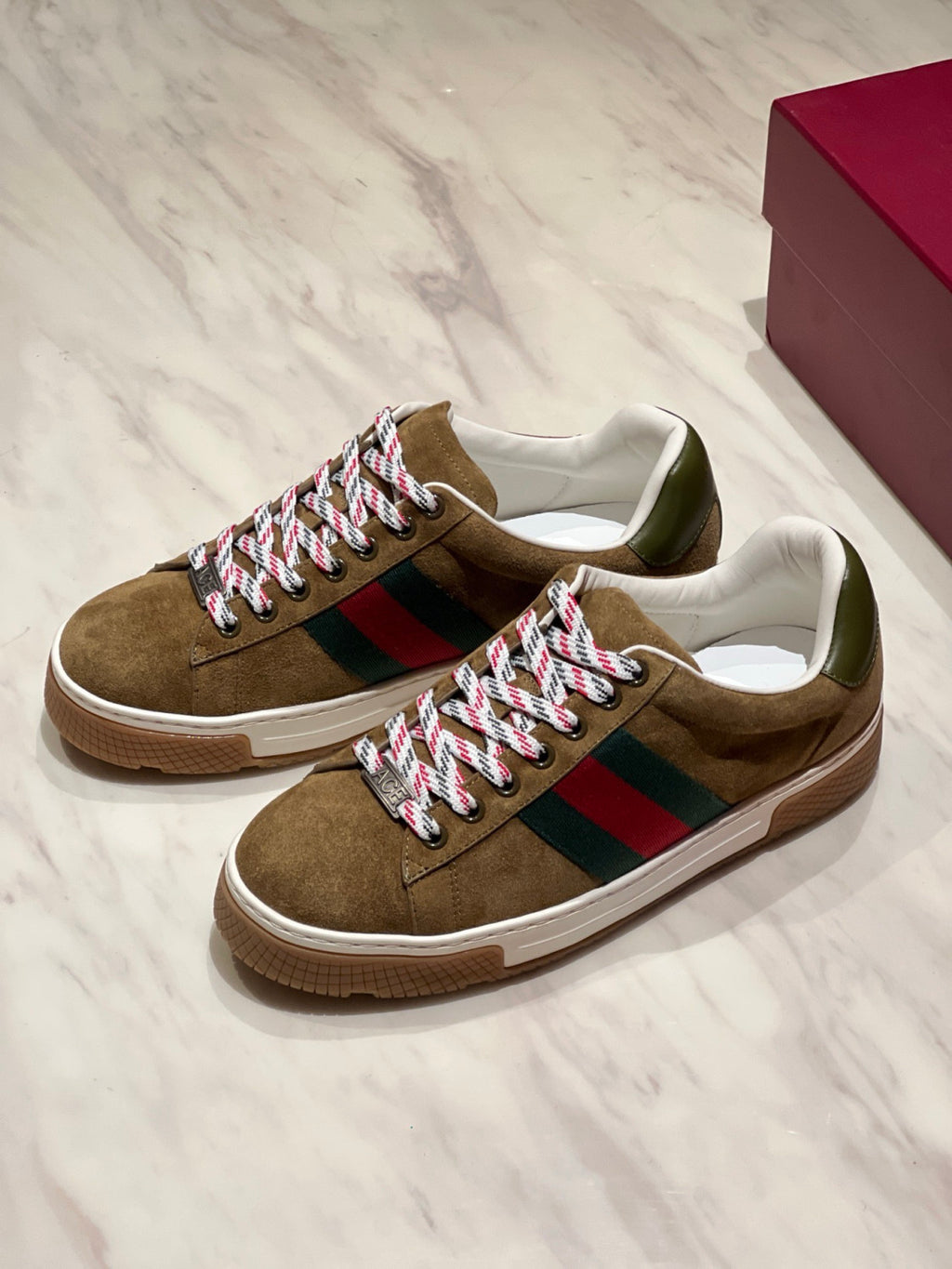 GUCCI Men's Gucci Ace sneaker with Web suede #337178