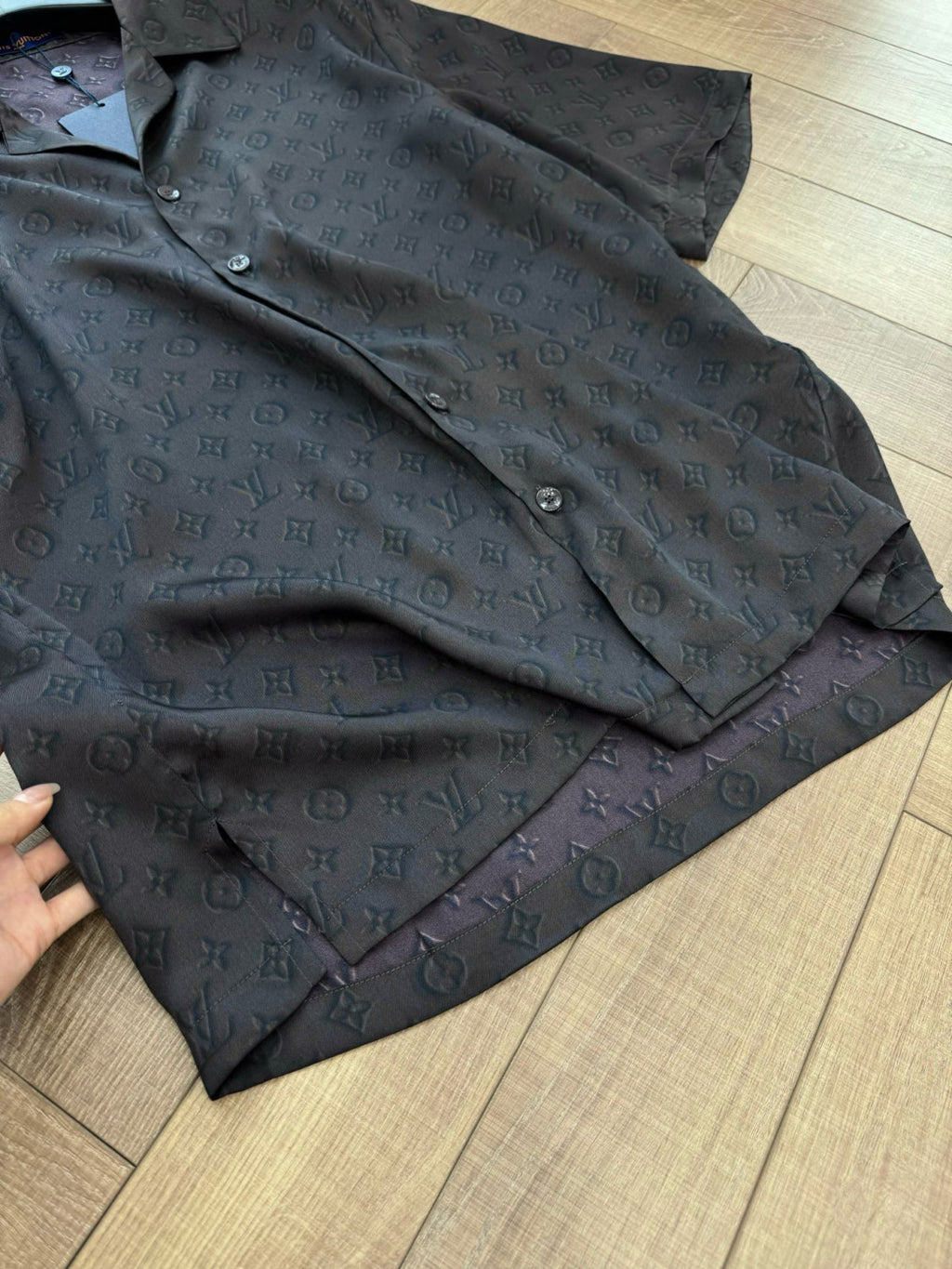 Louis Vuitton Men's Summer Logo Jacquard Single Breasted Casual Short Sleeve Shirt Stretch Waistband Shorts Set Suit #75979