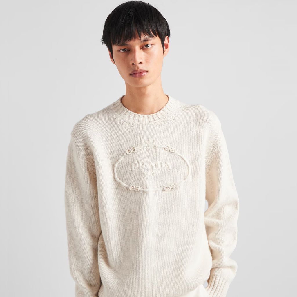 Prada Men's Spring and Autumn Solid Color Splicing Round Neck Embroidery Printed Logo Long Sleeve Sweater Pullover #98666