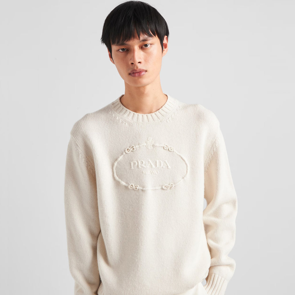 Prada Men's Spring and Autumn Solid Color Splicing Round Neck Embroidery Printed Logo Long Sleeve Sweater Pullover #98666