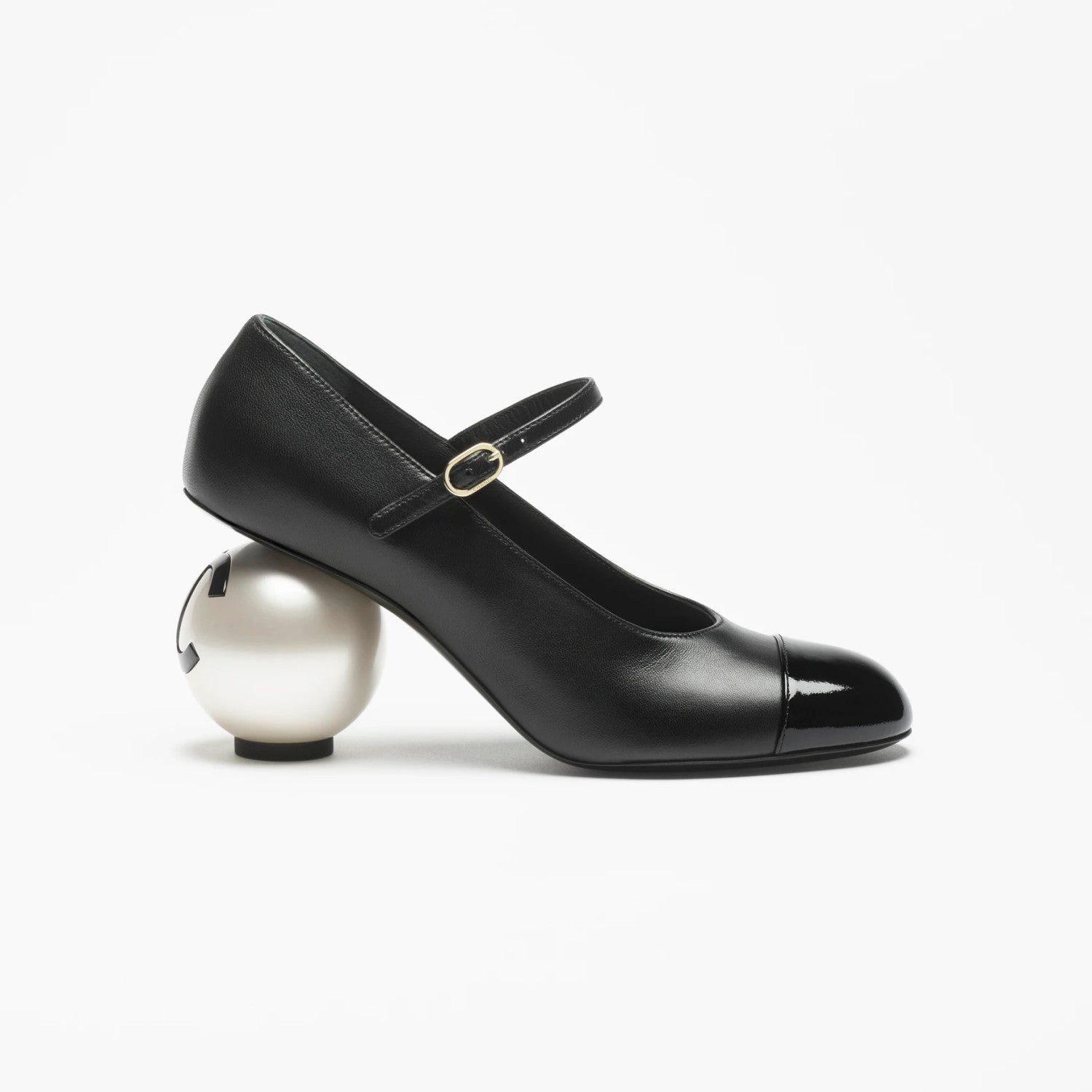 Chanel Women's Spring/fall Classic Two-tone Leather Low-top Round Toe Mary Jane Heels With Pearl Embellished Heels High Heels Shoes #79356