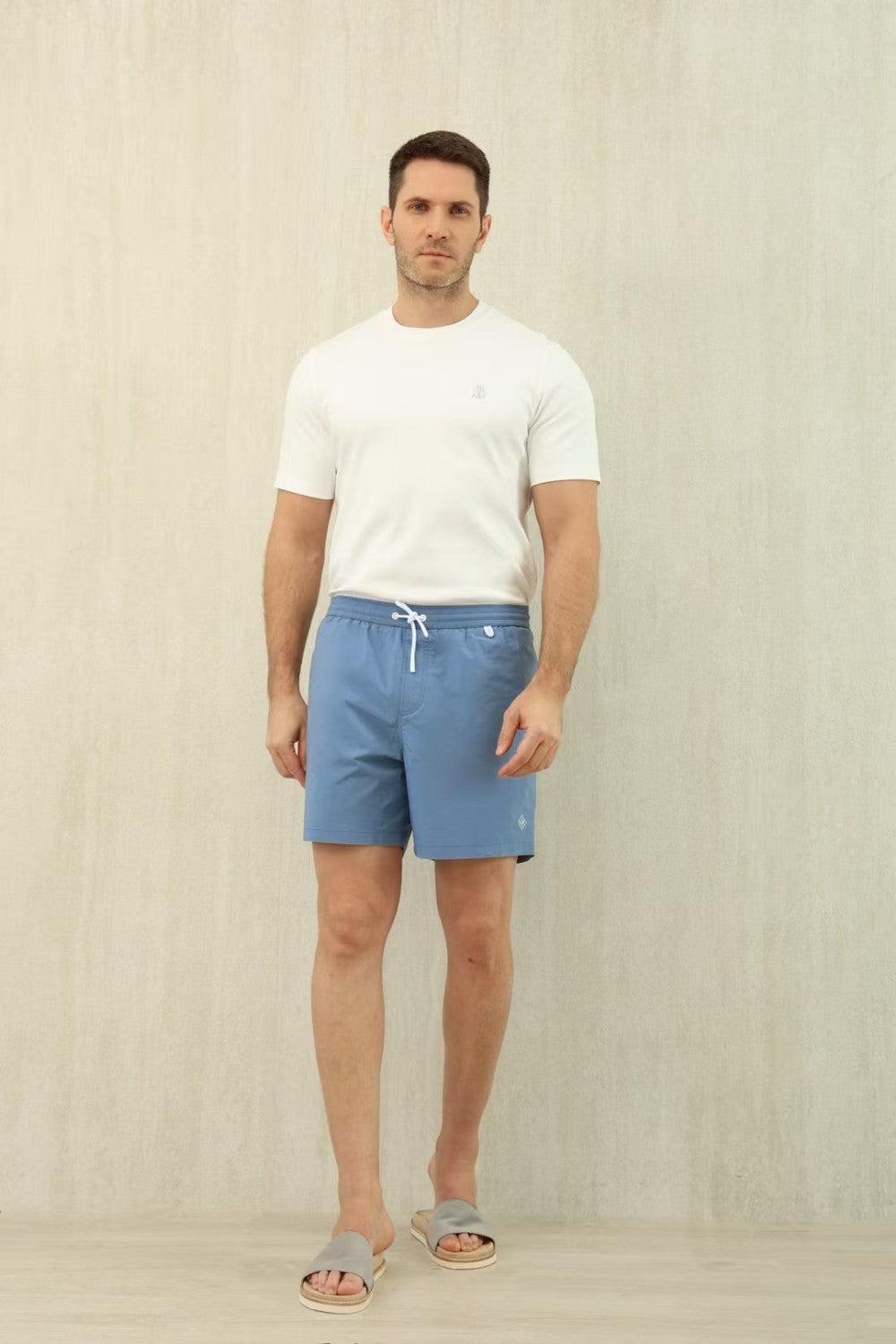 Loro Piana Men's Summer Letter Solid Color Mid Waist Tie Straight Bay Swim Shorts Ngvp #9959