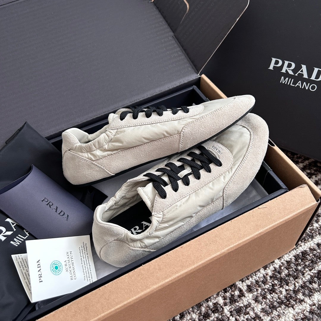 Prada Women's Spring/Fall Fashion Casual Round Toe Lace Up Mesh Print Logo Cotton Laced Sneakers Shoes #78481