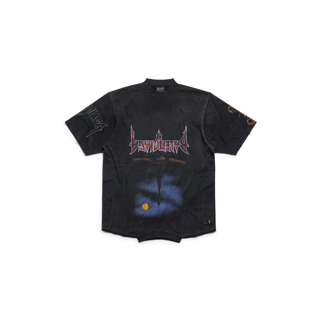Balenciaga Men's And Women's Round Neck Destroyed Oversized Summer Solid Color Cotton Short Sleeve Paris Moon Upside Down T-Shirt Ngvp #2136