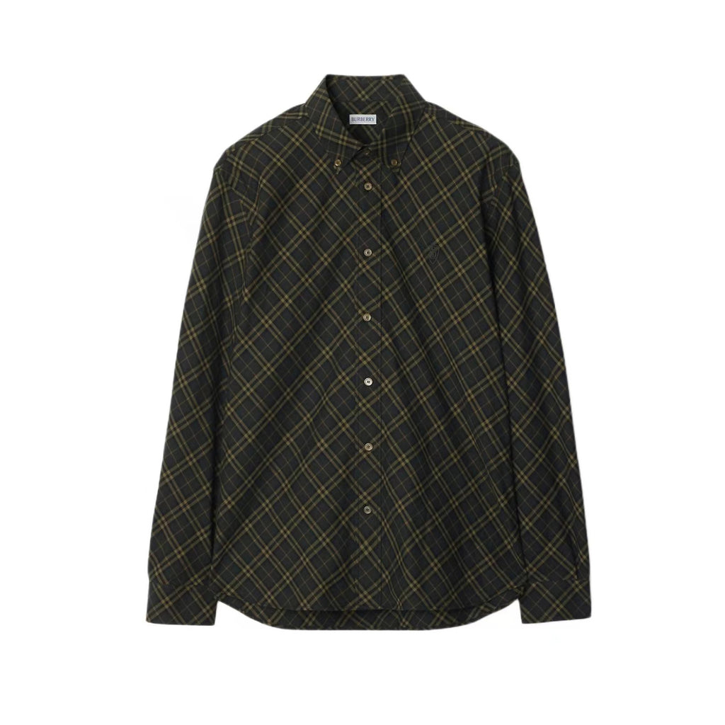Burberry Men's Spring/Autumn Fashion Casual Loose Checkered Pattern Single Breasted Button Down Collar Long Sleeved Shirt #78318
