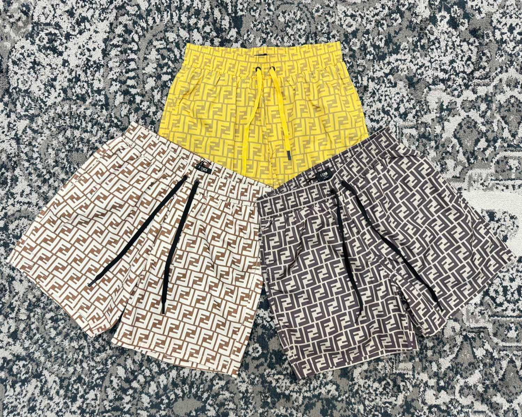 Fendi Men's Summer Solid Colour Letter Logo Print Bermuda Shorts #76237