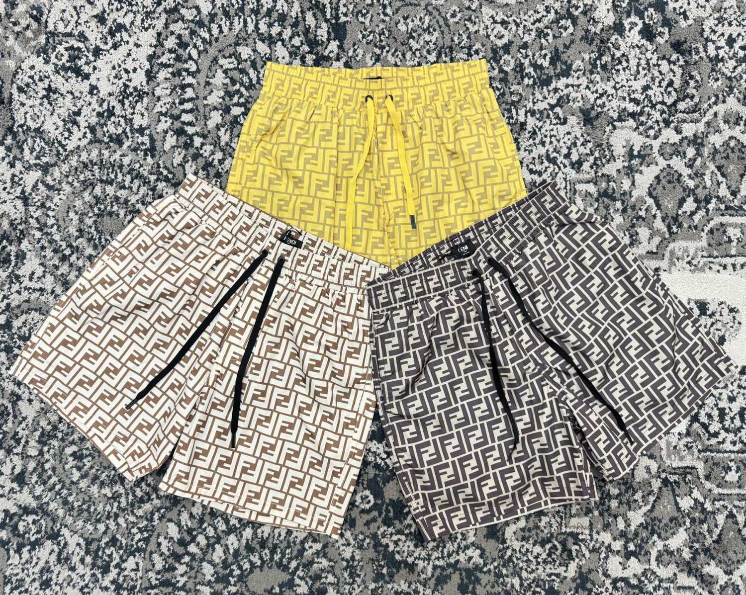 Fendi Men's Summer Solid Colour Letter Logo Print Bermuda Shorts #76237