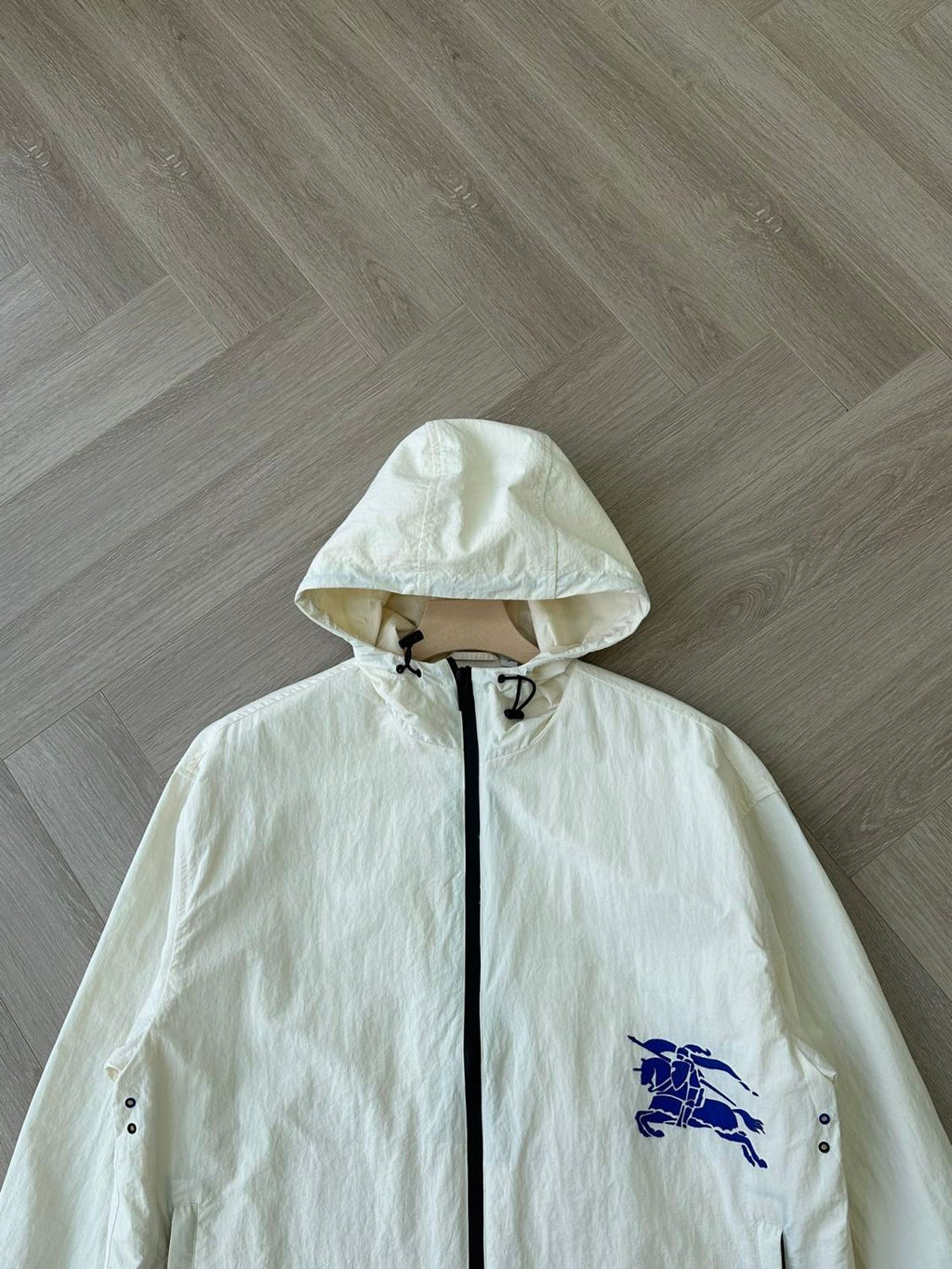Burberry Men's Spring and Autumn Solid Color Logo Printed Hooded Zipper Long Sleeve Jacket #72149