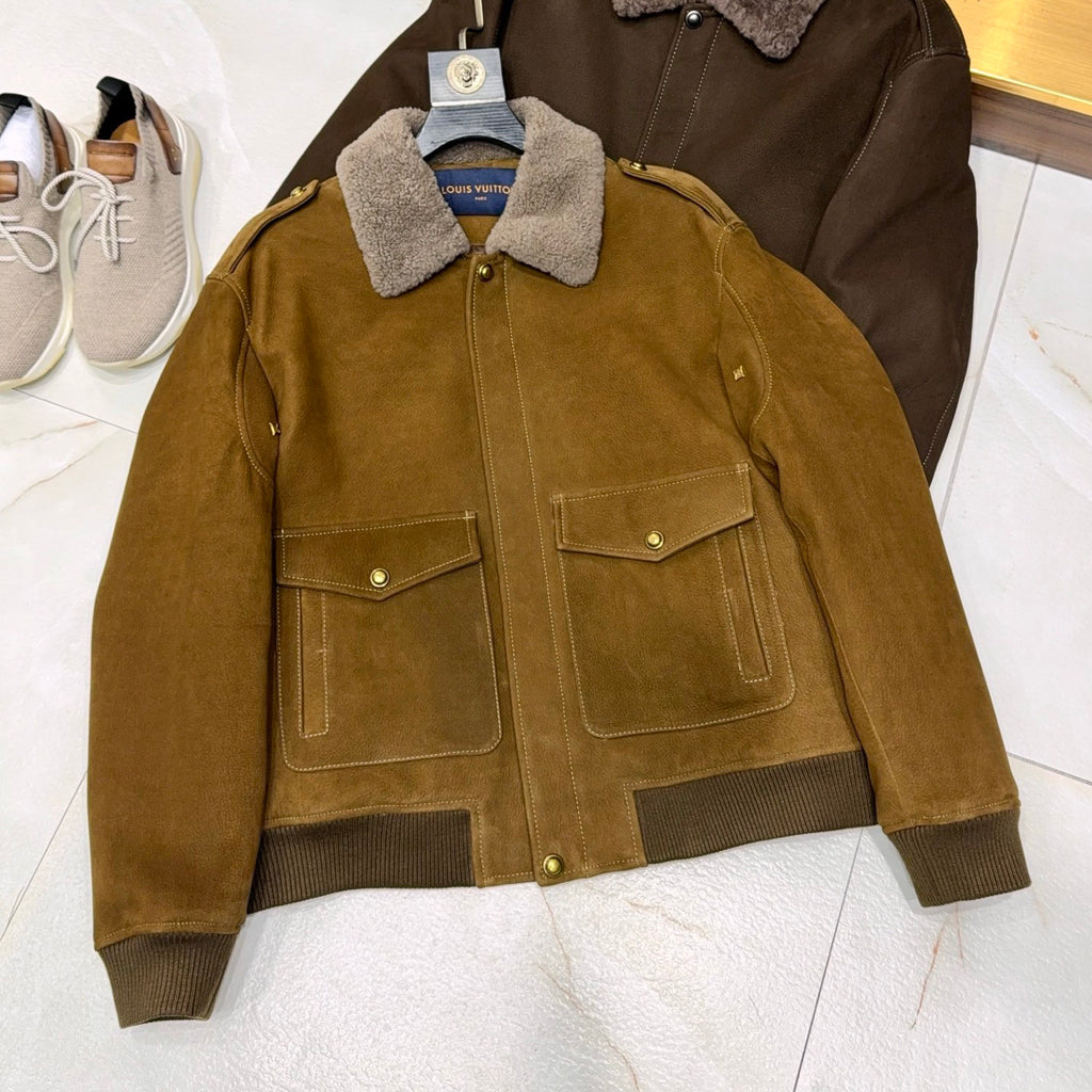 Louis Vuitton Men's Winter Fashion Classic Fleece Lined Collar Zipper White Goose Down Jacket #79464