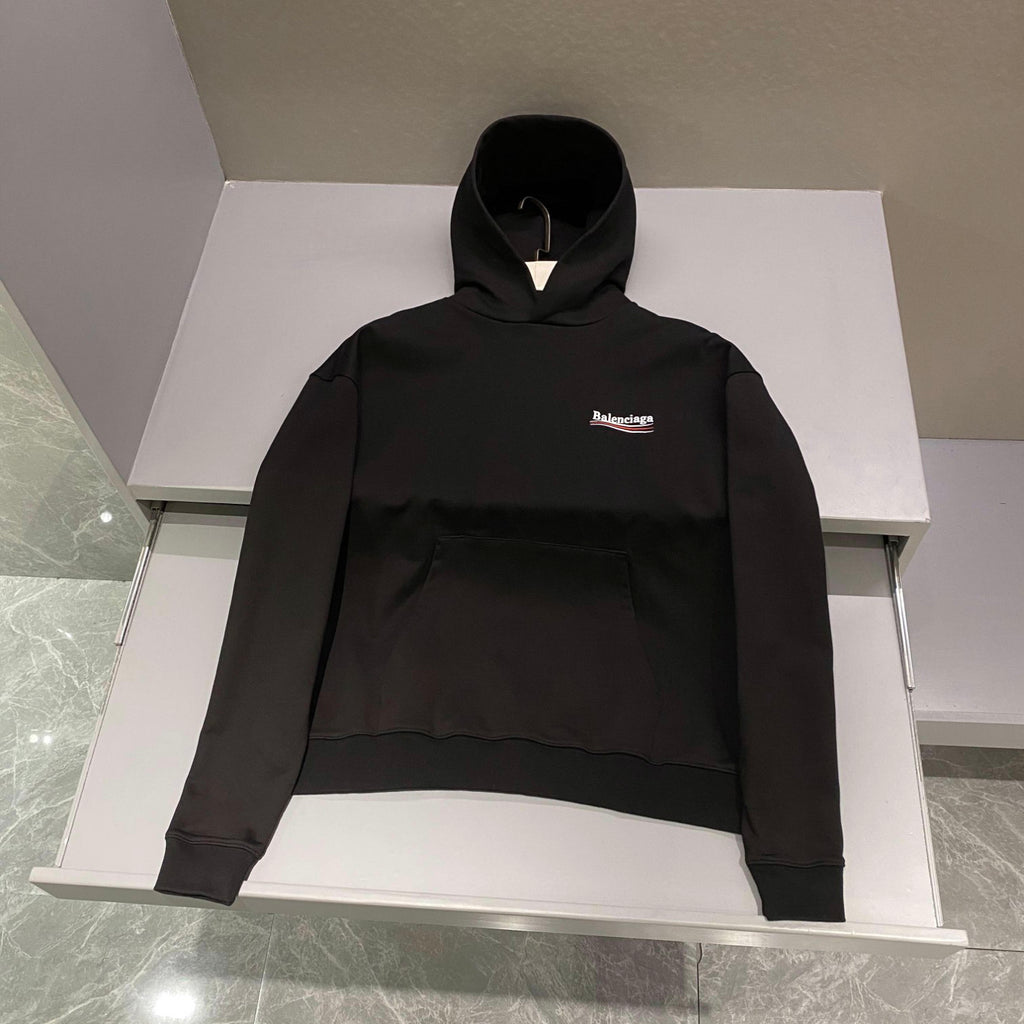 Balenciaga Men's And Women's Spring And Fall Embroidered Letters Logo Solid Color Cotton Hooded Sweatshirt #73374