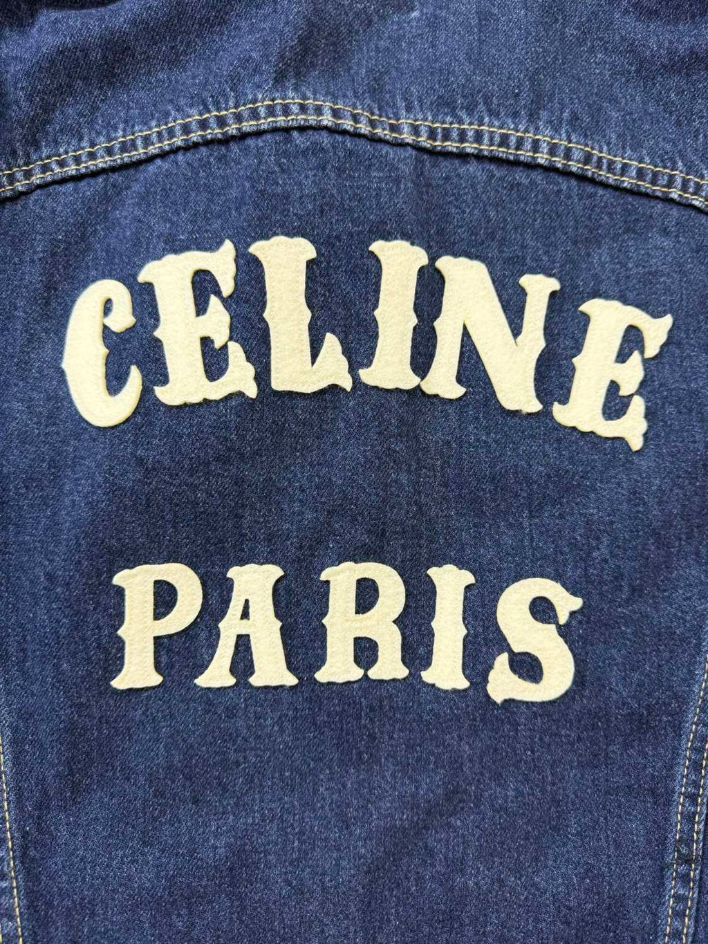 Celine ROYAL INDIGO Men's Spring/Autumn Classic Washed Color Truchker Jacket Cotton Fabric Letter Pattern Jacket #78162
