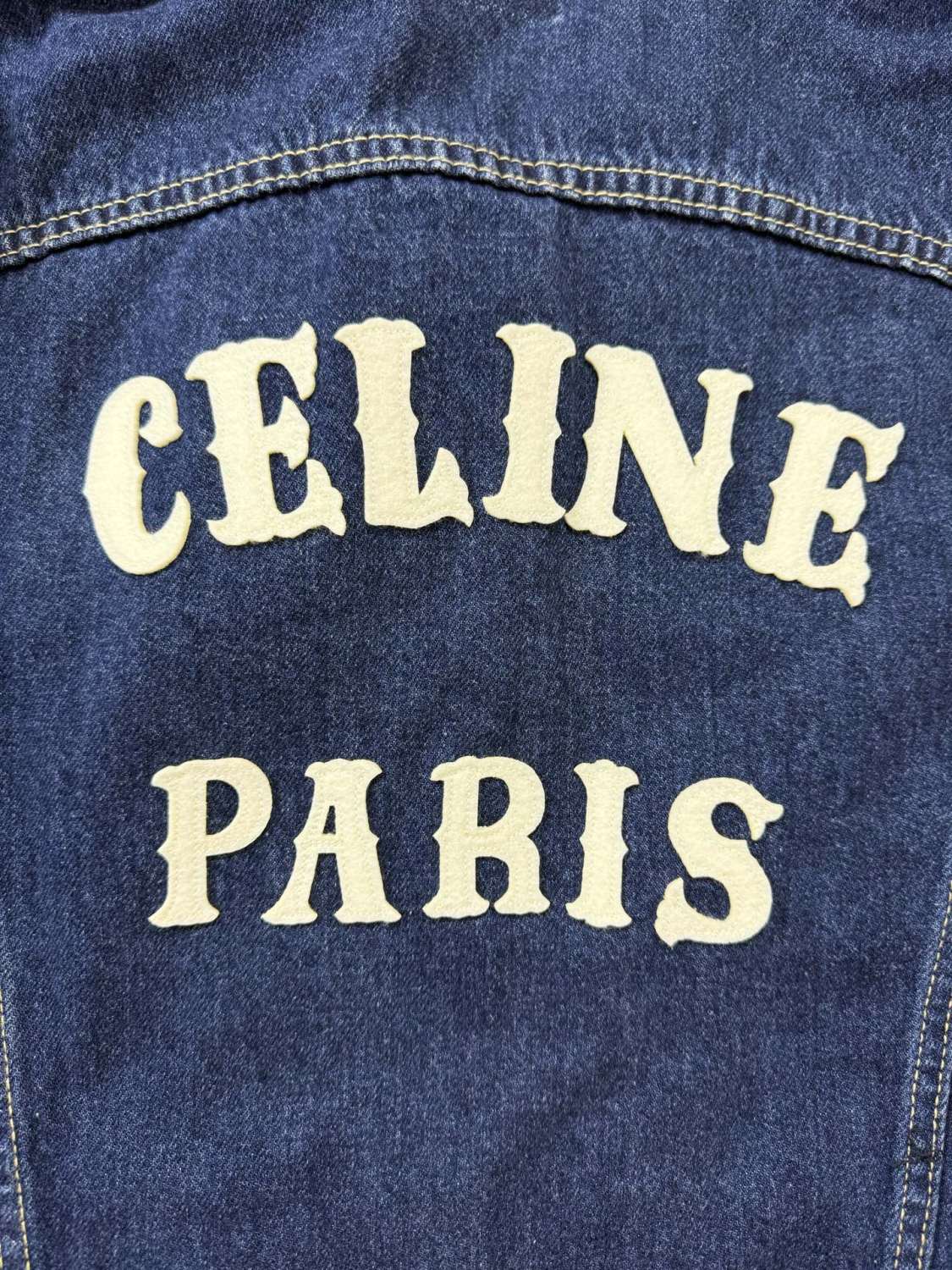Celine ROYAL INDIGO Men's Spring/Autumn Classic Washed Color Truchker Jacket Cotton Fabric Letter Pattern Jacket #78162