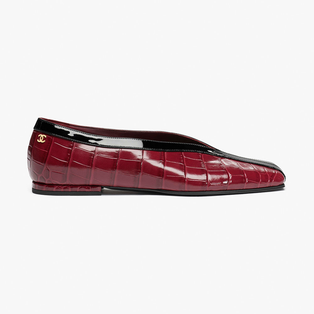Chanel Ballet Flats Crocodile Embossed Calfskin Patent Calfskin Black #379481