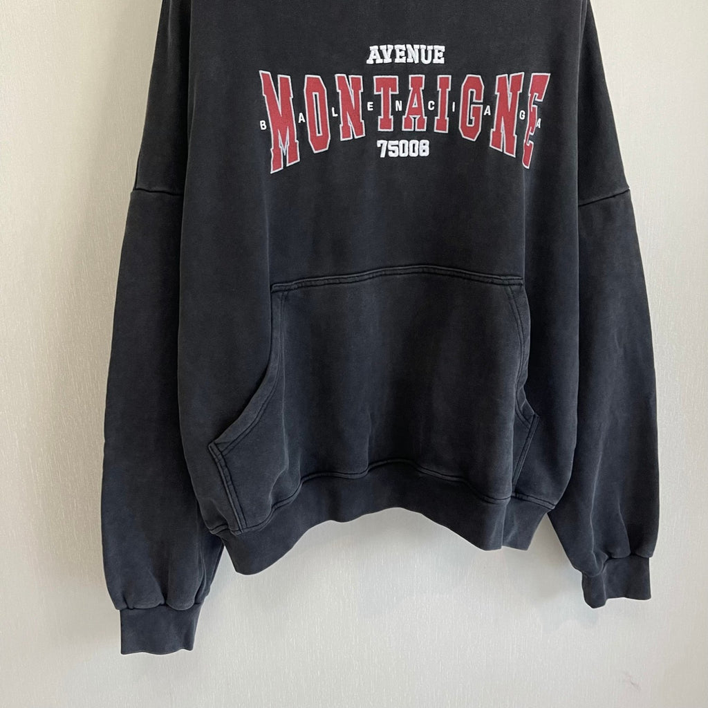 Balenciaga Men Women Spring Autumn High Street Letter Print Black Cotton Faded Loose Long Sleeve Hooded Sweatshirt Ngvp #9345