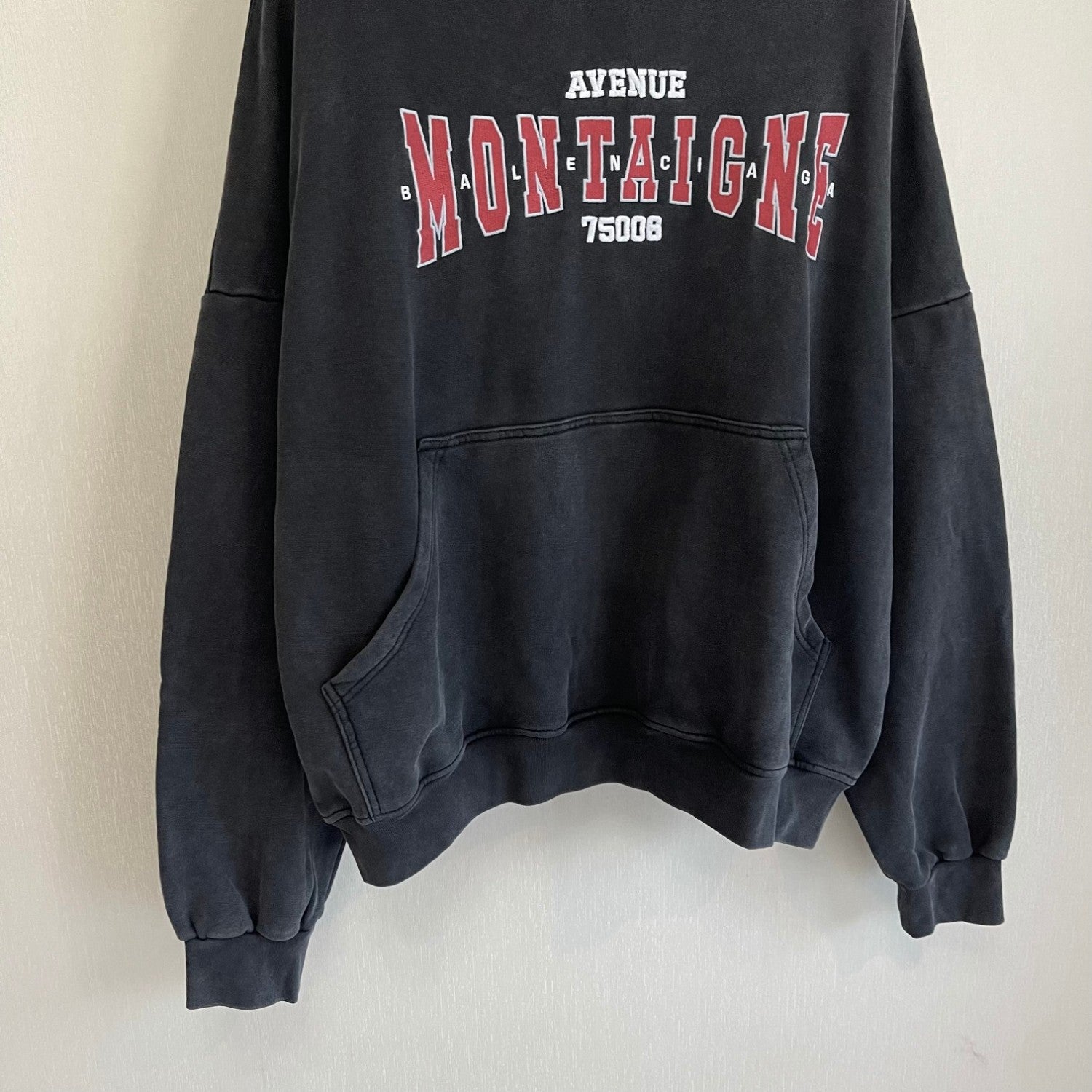 Balenciaga Men Women Spring Autumn High Street Letter Print Black Cotton Faded Loose Long Sleeve Hooded Sweatshirt Ngvp #9345