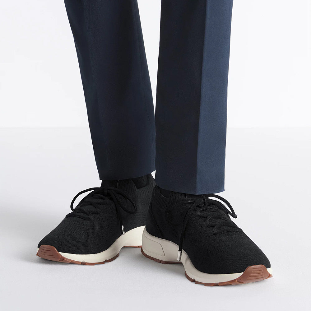 DIOR B80 Lounge Sneaker Dior Gray Cannage Cashmere Wool and Silk Knit with Dior Gray Suede#336623
