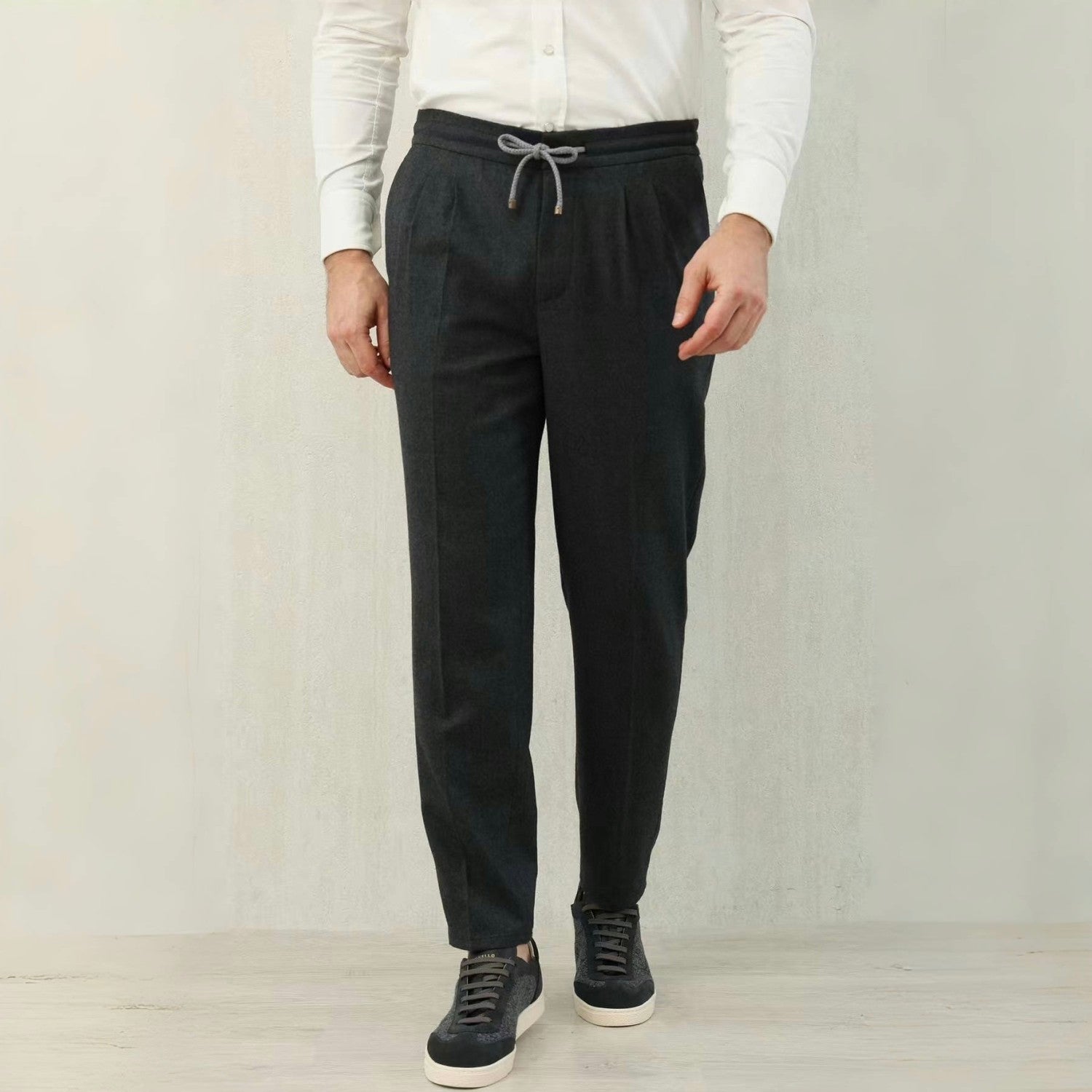 Brunello Cucinelli Men's Spring And Autumn Casual Drawstring Pants Fashion Trousers Loose Straight Comfortable Cotton Thin Trousers Ngvp #1469