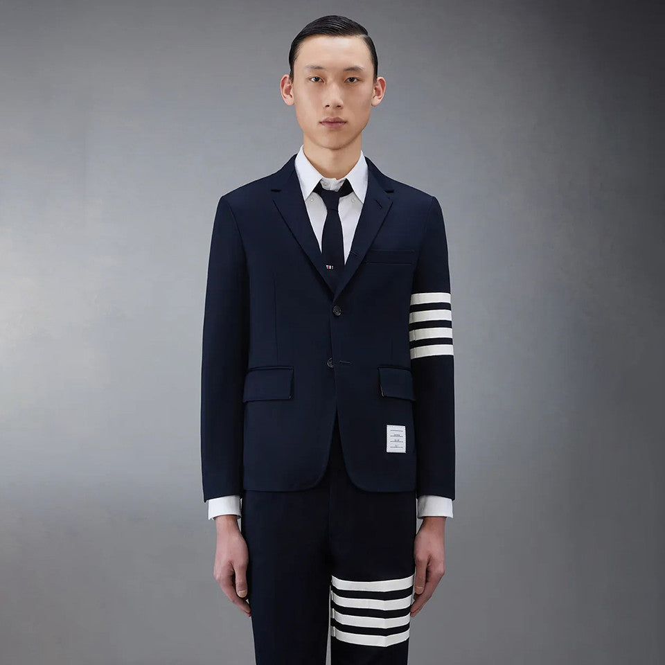 Thom Browne Men's Spring And Autumn Lapel Striped Long Sleeve Blazer Jacket Casual Solid Color Straight Trousers Two Piece Suit Set #81197