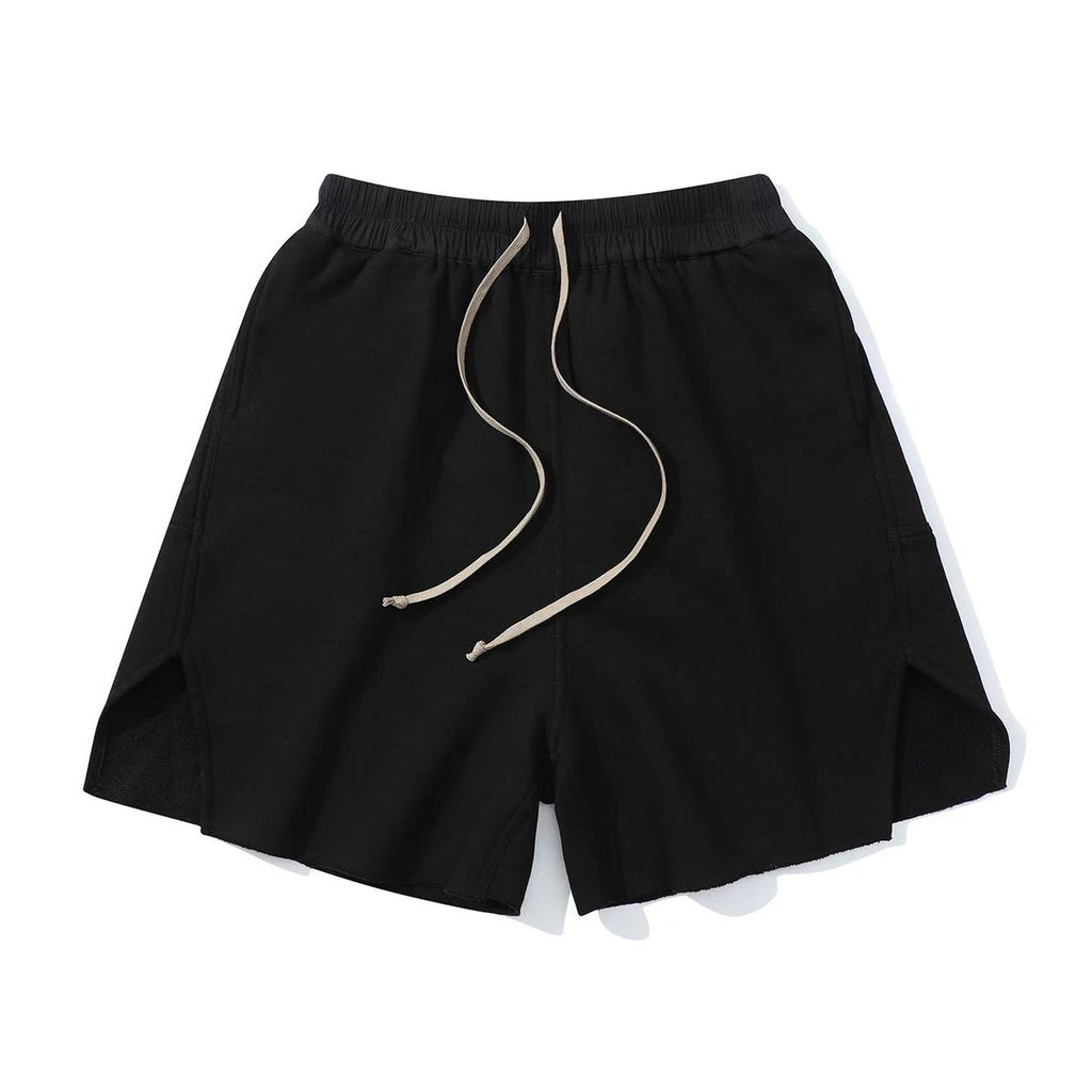 Rick Owens Men's Spring/Summer Drawstring Tie Mid Waist Cotton Solid Color Loose Casual Shorts Back Zipper Ngvp #1951