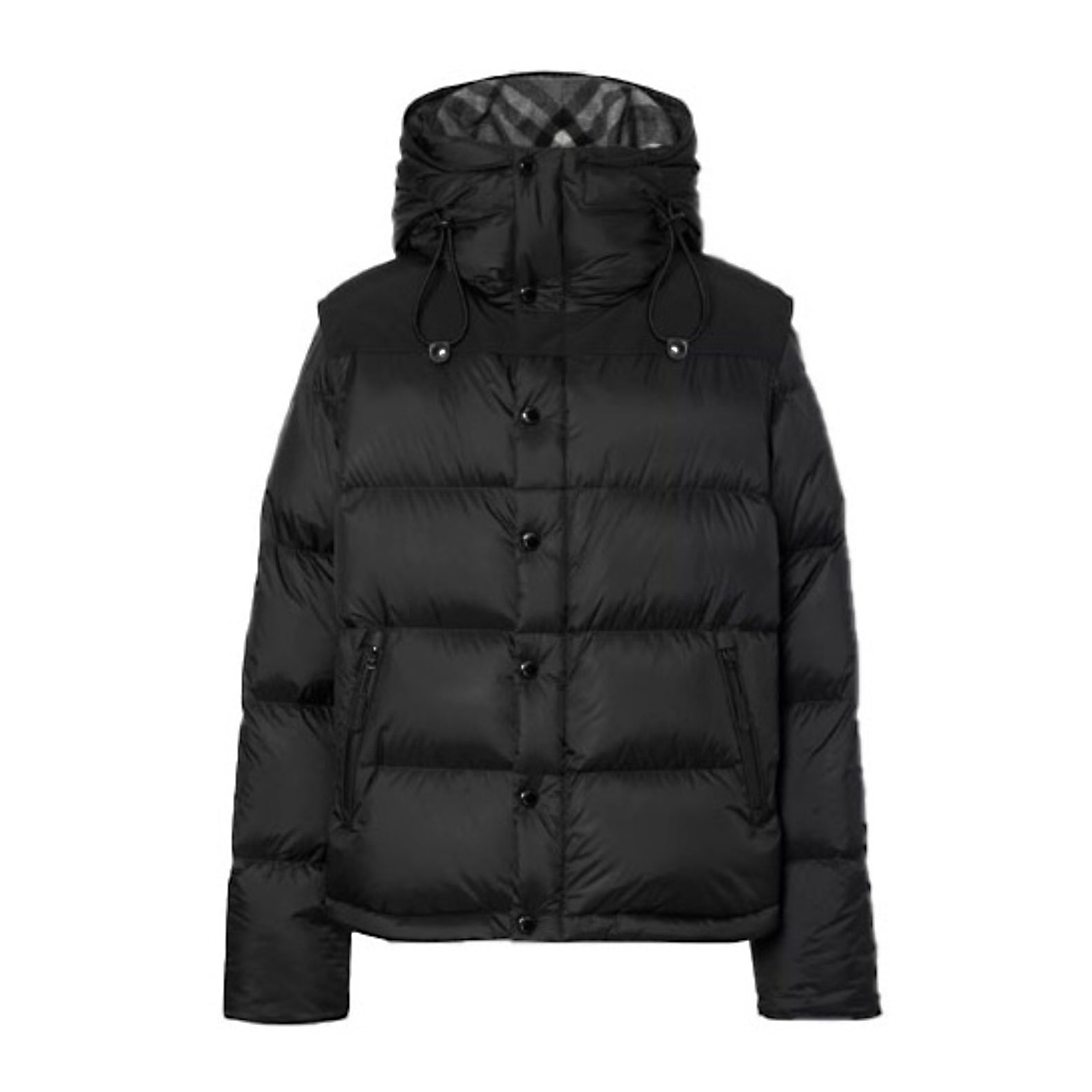Burberry Men's Winter Solid Color Hooded Drawstring Single Breasted Detachable Long Sleeve Puffer Down Jacket #73451