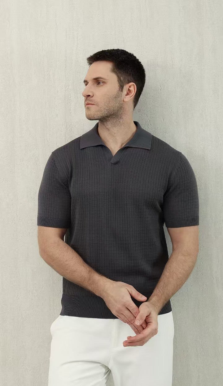 Loro Piana Men's Summer Refreshing Thin Knitted Lapel Short-sleeved Top Multicoloured Fashion Comfortable Temperament T-shirt Ngvp #9956