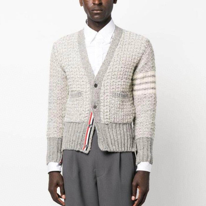 Thom Browne Men's Women's Autumn And Winter Solid Color Knit Long Sleeve Wool Cardigan Jacket Ngvp #9513